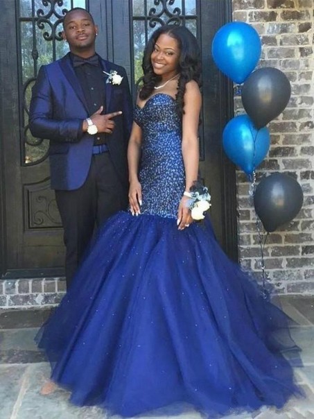 Mermaid Sweetheart Sequin Long Prom Dress Formal Evening Gowns 901338