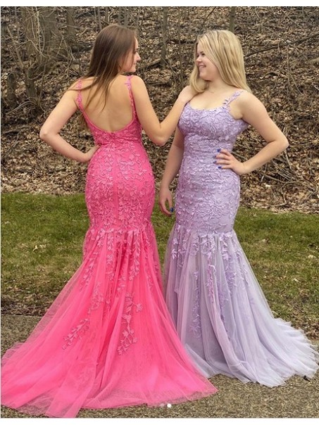 Elegant Mermaid Lace and Tulle Prom Dress Formal Evening Gowns 901342