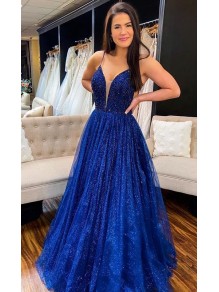 Long Royal Blue Sparkle Prom Dress Formal Evening Gowns 901347
