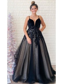 A-Line Tulle and Lace Long Prom Dress Formal Evening Gowns 901351 A-Line Tulle and Lace Long Prom Dress Formal Evening Gowns 901351