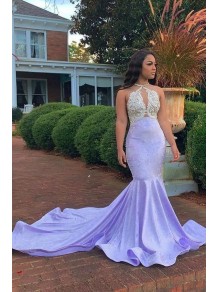 Elegant Mermaid Lavender Beaded Lace Prom Dress Formal Evening Gowns 901352 Elegant Mermaid Lavender Beaded Lace Prom Dress Formal Evening Gowns 901352