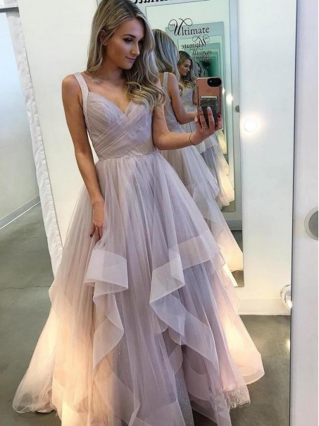 A-Line Tulle Prom Dress Formal Evening Gowns 901358