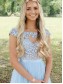 A-Line Long Blue Chiffon and Lace Prom Dress Formal Evening Gowns 901362