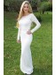 Long White Mermaid Lace Prom Dress Formal Evening Gowns 901363