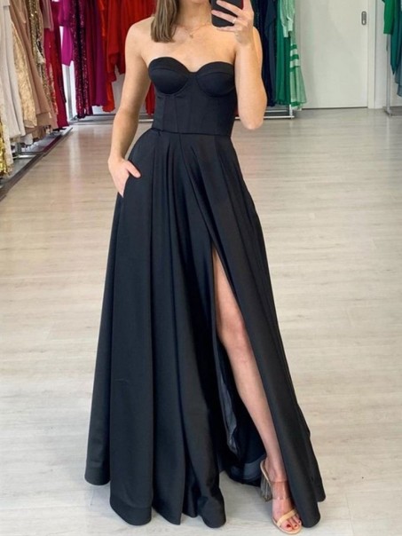 Long Black Sweetheart Prom Dress Formal Evening Gowns 901374