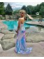 Mermaid Sparkle Lace Spaghetti Straps Prom Dress Formal Evening Gowns 901392