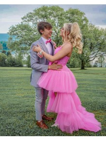 High Low Tulle and Lace Prom Dress Formal Evening Gowns 901394