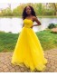 A-Line Long Yellow Strapless Prom Dress Formal Evening Gowns 901396