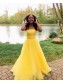 A-Line Long Yellow Strapless Prom Dress Formal Evening Gowns 901396