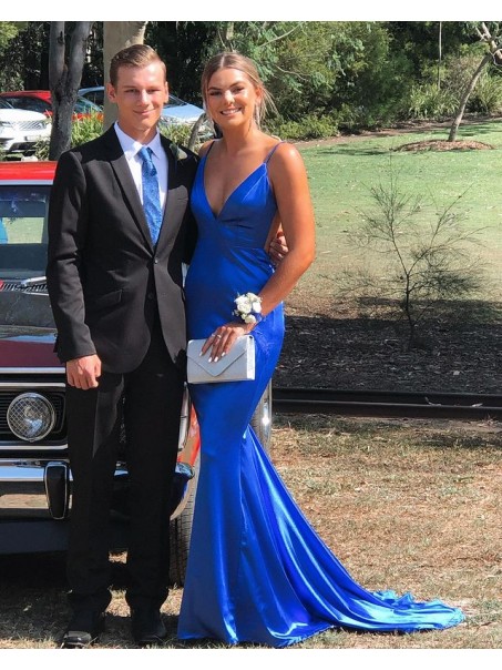 Elegant Mermaid Long Royal Blue Prom Dress Formal Evening Gowns 901402
