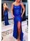 Elegant Spaghetti Straps Sequin Long Prom Dress Formal Evening Gowns 901406