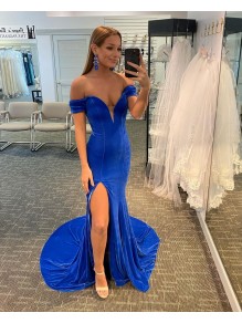 Long Royal Blue Mermaid Prom Dress Formal Evening Gowns 901411