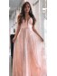 Long Pink Sequin Tulle Prom Dress Formal Evening Gowns 901421