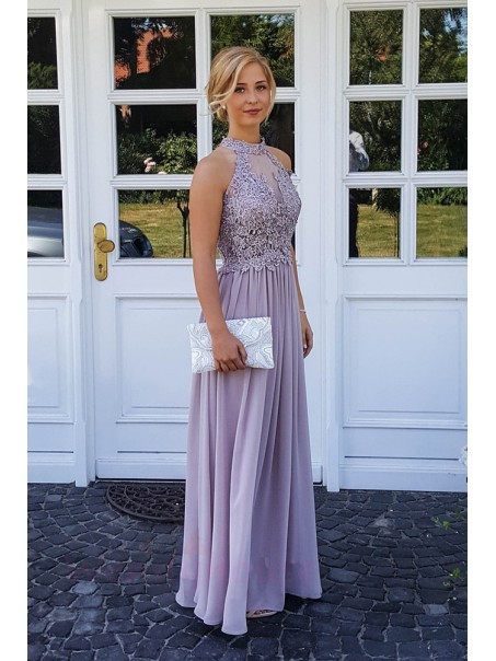 A-Line Chiffon and Lace Prom Dress Formal Evening Gowns 901423