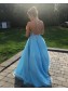 Long Blue Lace and Tulle Beaded Prom Dress Formal Evening Gowns 901429