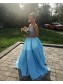 Long Blue Lace and Tulle Beaded Prom Dress Formal Evening Gowns 901429