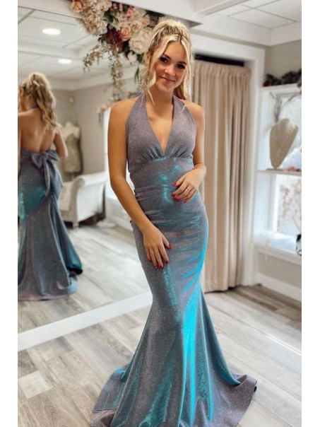 Mermaid Halter Sparkle Prom Dress Formal Evening Gowns 901432