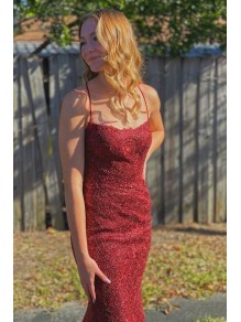 Mermaid Spaghetti Straps Lace Prom Dress Formal Evening Gowns 901433