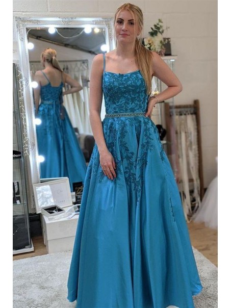 A-Line Spaghetti Straps Lace Prom Dress Formal Evening Gowns 901435