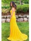 Long Yellow Lace Spaghetti Straps Prom Dress Formal Evening Gowns 901444