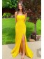 Long Yellow Lace Spaghetti Straps Prom Dress Formal Evening Gowns 901444