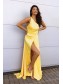 Long Yellow One Shoulder Prom Dress Formal Evening Gowns 901446
