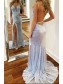 Elegant Long Silver Sequin Prom Dress Formal Evening Gowns 901447