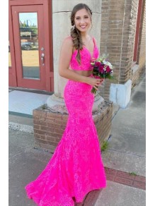Elegant Mermaid Two Pieces Lace Prom Dress Formal Evening Gowns 901456