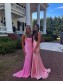 Long Pink Spaghetti Straps Sequin Prom Dress Formal Evening Gowns 901461