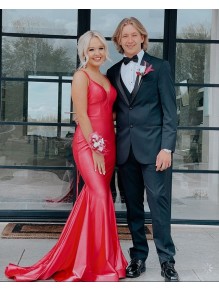 Mermaid Spaghetti Straps Long Prom Dress Formal Evening Gowns 901462