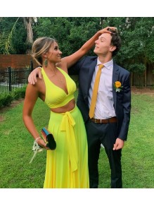 Long Yellow Two Pieces Prom Dress Formal Evening Gowns 901467 Long Yellow Two Pieces Prom Dress Formal Evening Gowns 901467