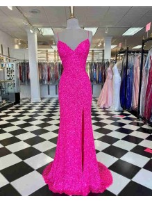Long Sequin Spaghetti Straps Prom Dress Formal Evening Gowns 901470