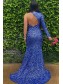 Long Royal Blue One Shoulder Sequin Prom Dress Formal Evening Gowns 901471