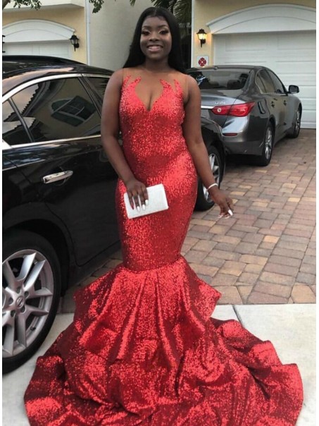 Long Mermaid Sequin Prom Dress Formal Evening Gowns 901474