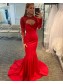 Long Red Mermaid Beaded Prom Dress Formal Evening Gowns 901476