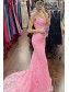 Long Pink Mermaid Lace Prom Dress Formal Evening Gowns 901482 Long Pink Mermaid Lace Prom Dress Formal Evening Gowns 901482