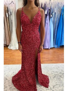 Long Spaghetti Straps Sequin Prom Dress Formal Evening Gowns 901492 Long Spaghetti Straps Sequin Prom Dress Formal Evening Gowns 901492