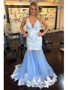 Elegant Mermaid Lace Long Prom Dress Formal Evening Gowns 901505