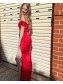 Long Red Off the Shoulder Prom Dress Formal Evening Gowns 901510