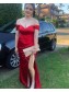 Long Red Off the Shoulder Prom Dress Formal Evening Gowns 901510