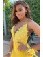 Long Yellow Mermaid Lace Prom Dress Formal Evening Gowns 901528