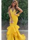 Long Yellow Mermaid Lace Prom Dress Formal Evening Gowns 901528
