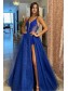 Long Royal Blue Lace and Tulle Prom Dresses Formal Evening Gowns 901531
