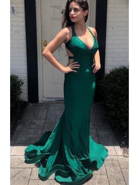 Long Green Mermaid Prom Dresses Formal Evening Gowns 901566