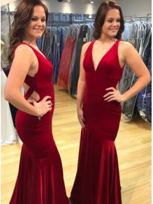 Long Red Mermaid V Neck Prom Dresses Formal Evening Gowns 901572 Long Red Mermaid V Neck Prom Dresses Formal Evening Gowns 901572