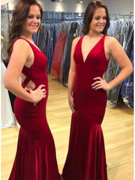 Long Red Mermaid V Neck Prom Dresses Formal Evening Gowns 901572 Long Red Mermaid V Neck Prom Dresses Formal Evening Gowns 901572
