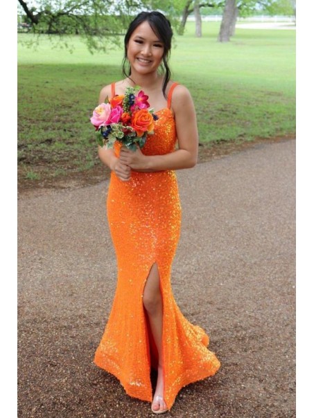 Mermaid Spaghetti Straps Sequin Long Prom Dresses Formal Evening Gowns 901582 Mermaid Spaghetti Straps Sequin Long Prom Dresses Formal Evening Gowns 901582