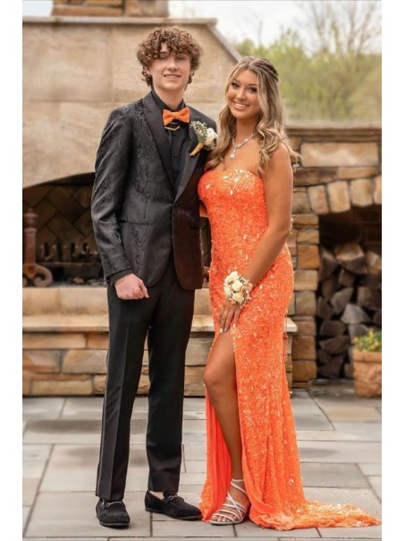 Elegant Sequin Strapless Long Prom Dresses Formal Evening Gowns 901584