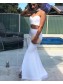 Long White Mermaid Two Pieces Prom Dresses Formal Evening Gowns 901590