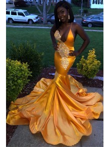 Long Yellow Mermaid Lace Prom Dresses Formal Evening Gowns 901595 Long Yellow Mermaid Lace Prom Dresses Formal Evening Gowns 901595